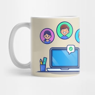 Meeting Online People With Laptop Mug